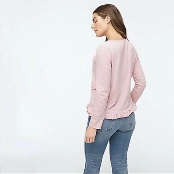 J. Crew Grey Ruffle Front Long Sleeve Shirt, Large - Picture 5 of 10